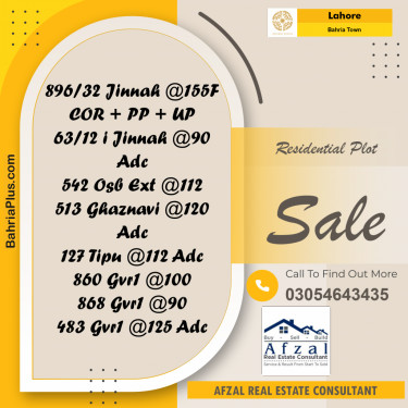 Residential Plot for Sale in Sector E - Jinnah Block -  Bahria Town, Lahore - (BP-157750)