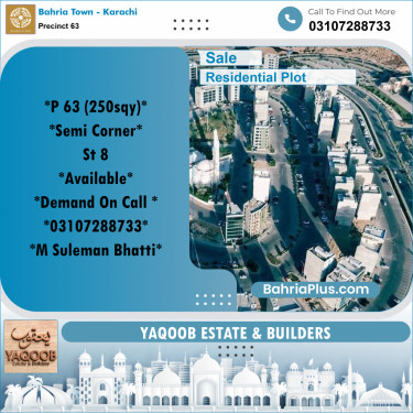 Residential Plot for Sale in Precinct 63 -  Bahria Town, Karachi - (BP-157751)
