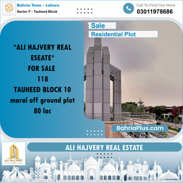 Residential Plot for Sale in Sector F - Tauheed Block -  Bahria Town, Lahore - (BP-157768)