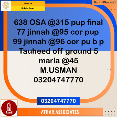 Residential Plot for Sale in Overseas A -  Bahria Town, Lahore - (BP-157825)