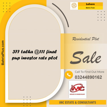 Residential Plot for Sale in Bahria Town, Lahore - (BP-157854)
