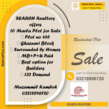 Residential Plot for Sale in Sector F - Ghaznavi Block -  Bahria Town, Lahore - (BP-157875)