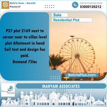 Residential Plot for Sale in Precinct 27 -  Bahria Town, Karachi - (BP-157908)