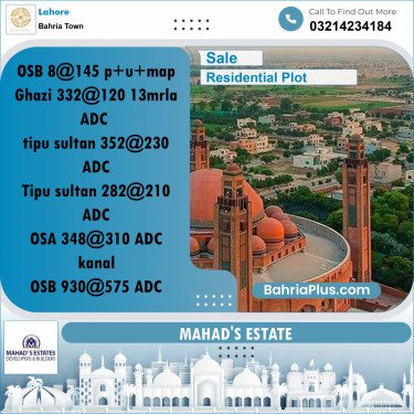 Residential Plot for Sale in Overseas B -  Bahria Town, Lahore - (BP-157945)