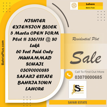 Residential Plot for Sale in Bahria Town, Lahore - (BP-157969)