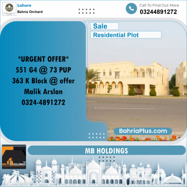 Residential Plot for Sale in Bahria Orchard, Lahore - (BP-157970)