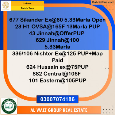 Residential Plot for Sale in Bahria Town, Lahore - (BP-157973)