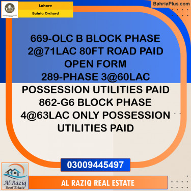 Residential Plot for Sale in OLC-B Block -  Bahria Orchard, Lahore - (BP-157979)