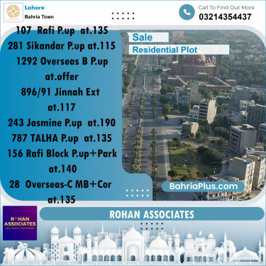 Residential Plot for Sale in Sector E - Rafi Block -  Bahria Town, Lahore - (BP-157988)