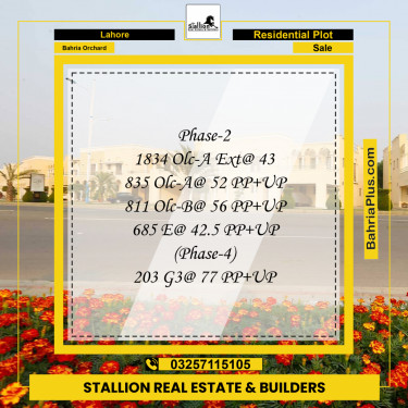 Residential Plot for Sale in Bahria Orchard, Lahore - (BP-158101)