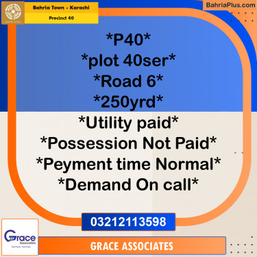 Residential Plot for Sale in Precinct 40 -  Bahria Town, Karachi - (BP-158171)
