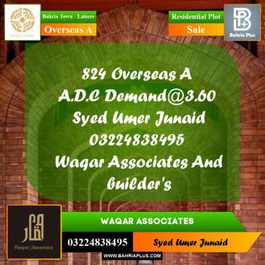 Residential Plot for Sale in Overseas A -  Bahria Town, Lahore - (BP-158182)