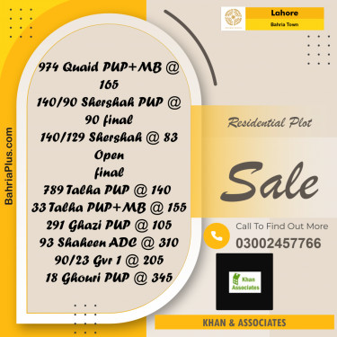 Residential Plot for Sale in Bahria Town, Lahore - (BP-158208)