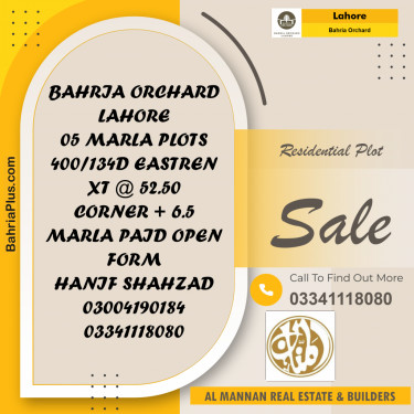 Residential Plot for Sale in Bahria Orchard, Lahore - (BP-158216)