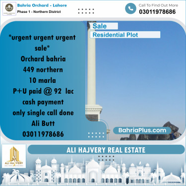 Residential Plot for Sale in Phase 1 - Northern District -  Bahria Orchard, Lahore - (BP-158256)