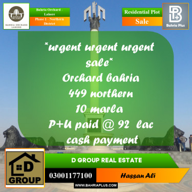 Residential Plot for Sale in Phase 1 - Northern District -  Bahria Orchard, Lahore - (BP-158277)