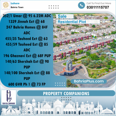 Residential Plot for Sale in Sector B - Umer Block -  Bahria Town, Lahore - (BP-158313)