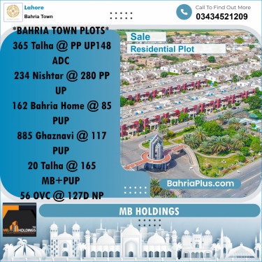 Residential Plot for Sale in Sector F - Talha Block -  Bahria Town, Lahore - (BP-158322)