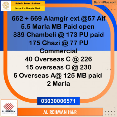 Residential Plot for Sale in Sector F - Alamgir Block -  Bahria Town, Lahore - (BP-158345)