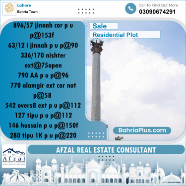 Residential Plot for Sale in Sector E - Jinnah Block -  Bahria Town, Lahore - (BP-158350)
