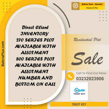 Residential Plot for Sale in Precinct 31 Plot -  Bahria Town, Karachi - (BP-158381)