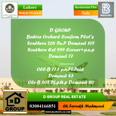 Residential Plot for Sale in Bahria Orchard, Lahore - (BP-158438)
