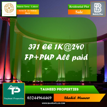 Residential Plot for Sale in Sector D - EE Multan Block -  Bahria Town, Lahore - (BP-158439)