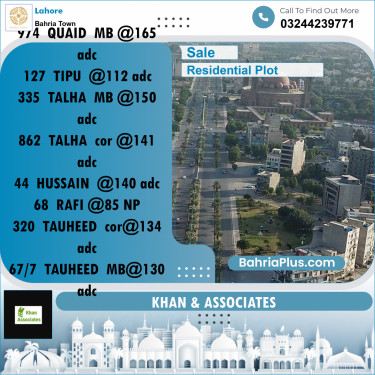 Residential Plot for Sale in Sector E - Quaid Block -  Bahria Town, Lahore - (BP-158441)