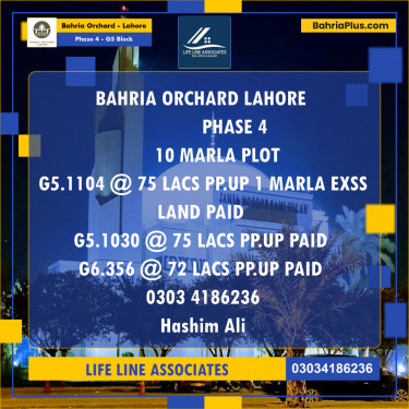 Residential Plot for Sale in Phase 4 - G5 Block -  Bahria Orchard, Lahore - (BP-158456)