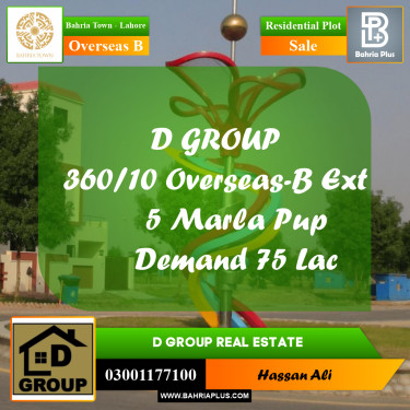 Residential Plot for Sale in Overseas B -  Bahria Town, Lahore - (BP-158472)