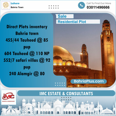 Residential Plot for Sale in Sector F - Tauheed Block -  Bahria Town, Lahore - (BP-158475)