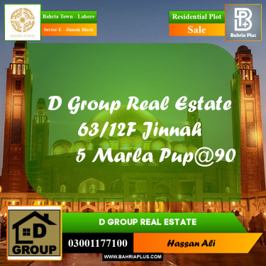 Residential Plot for Sale in Sector E - Jinnah Block -  Bahria Town, Lahore - (BP-158488)