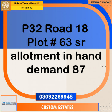 250 Sq. Yards Residential Plot for Sale in Precinct 32 -  Bahria Town, Karachi - (BP-158558)