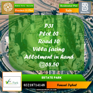 Residential Plot for Sale in Precinct 31 Plot -  Bahria Town, Karachi - (BP-158572)