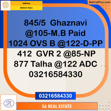 Residential Plot for Sale in Sector F - Ghaznavi Block -  Bahria Town, Lahore - (BP-158610)
