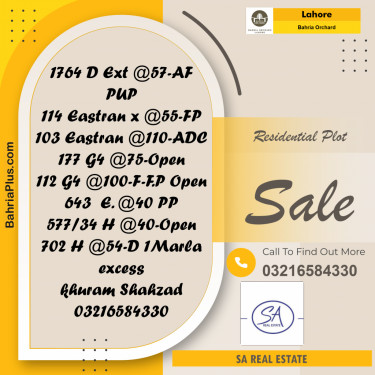 Residential Plot for Sale in Bahria Orchard, Lahore - (BP-158612)
