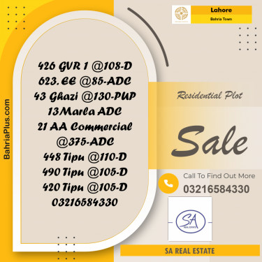Residential Plot for Sale in Golf Phase 1 -  Bahria Town, Lahore - (BP-158614)