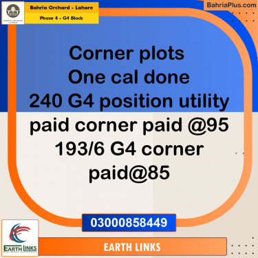 Residential Plot for Sale in Phase 4 - G4 Block -  Bahria Orchard, Lahore - (BP-158632)