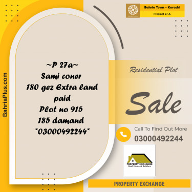 500 Sq. Yards Residential Plot for Sale in Precinct 27-A -  Bahria Town, Karachi - (BP-158663)