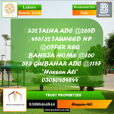 Residential Plot for Sale in Sector F - Talha Block -  Bahria Town, Lahore - (BP-158686)