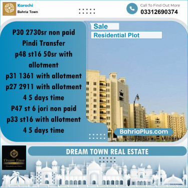 250 Sq. Yards Residential Plot for Sale in Precinct 30 -  Bahria Town, Karachi - (BP-158697)