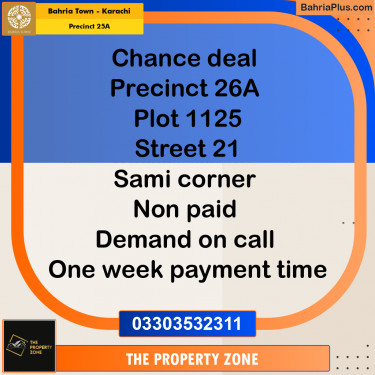 125 Sq. Yards Residential Plot for Sale in Precinct 25A -  Bahria Town, Karachi - (BP-158704)