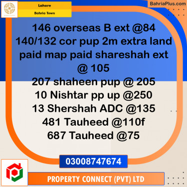 Residential Plot for Sale in Overseas B Ext -  Bahria Town, Lahore - (BP-158828)
