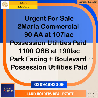 Residential Plot for Sale in Overseas B -  Bahria Town, Lahore - (BP-158831)