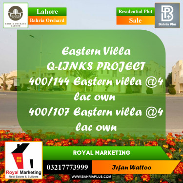 Residential Plot for Sale in Bahria Orchard, Lahore - (BP-158848)