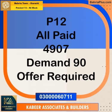 125 Sq. Yards Residential Plot for Sale in Precinct 12 - Ali Block -  Bahria Town, Karachi - (BP-158852)