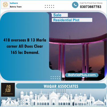 Residential Plot for Sale in Overseas B -  Bahria Town, Lahore - (BP-158856)