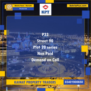 Residential Plot for Sale in Precinct 33 -  Bahria Town, Karachi - (BP-158879)