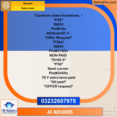 250 Sq. Yards Residential Plot for Sale in Precinct 32 -  Bahria Town, Karachi - (BP-158940)