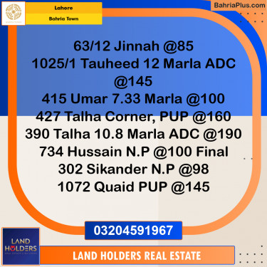 Residential Plot for Sale in Sector E - Jinnah Block -  Bahria Town, Lahore - (BP-158974)